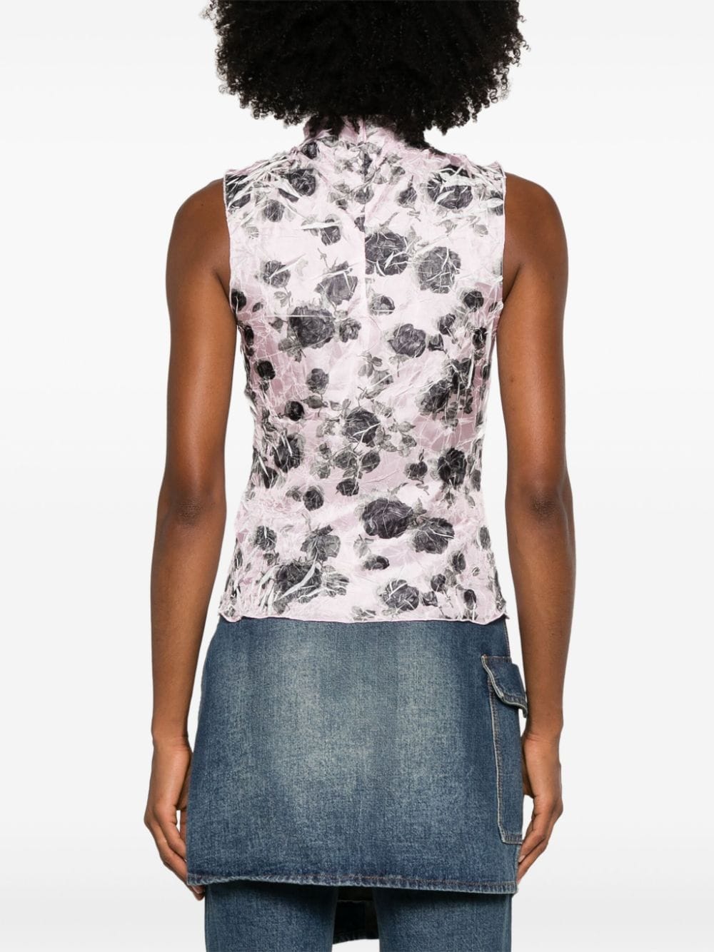 Shop Ganni Floral-print Top In Pink