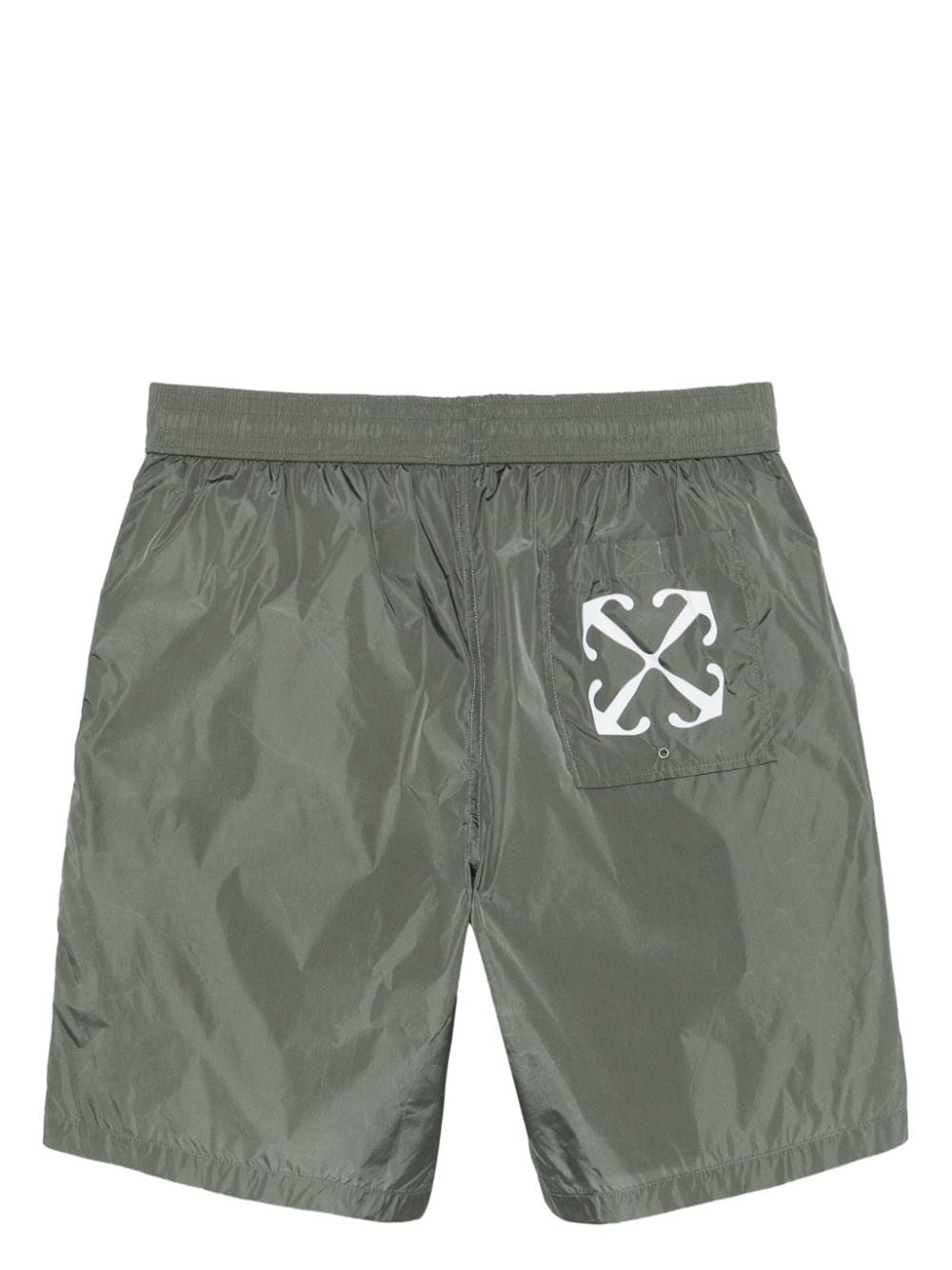 Shop Off-white Logo-print Swim Shorts In Green