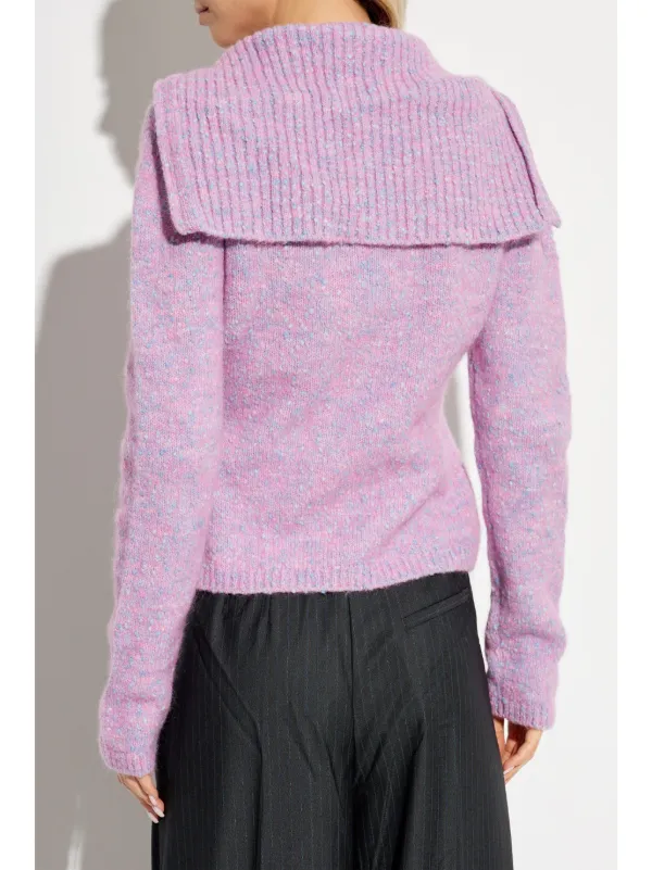 GANNI high-neck zip-up Cardigan | Pink | FARFETCH