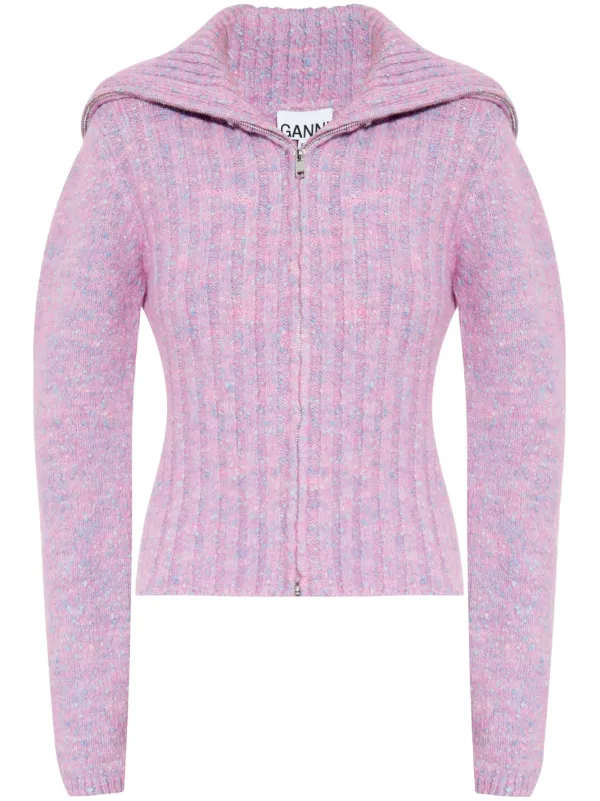 GANNI high-neck zip-up Cardigan | Pink | FARFETCH