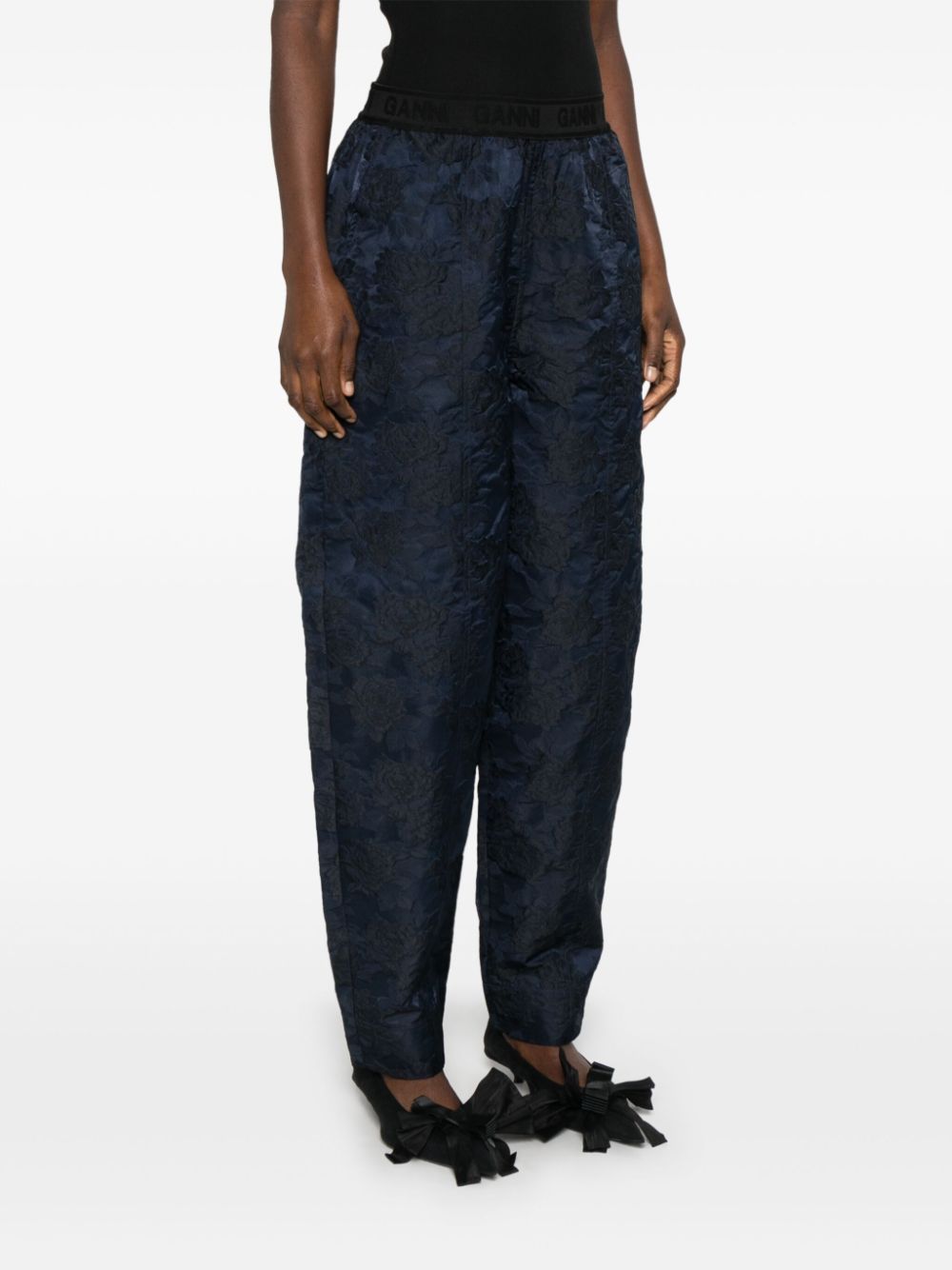 GANNI botanical-jacquard trousers Women