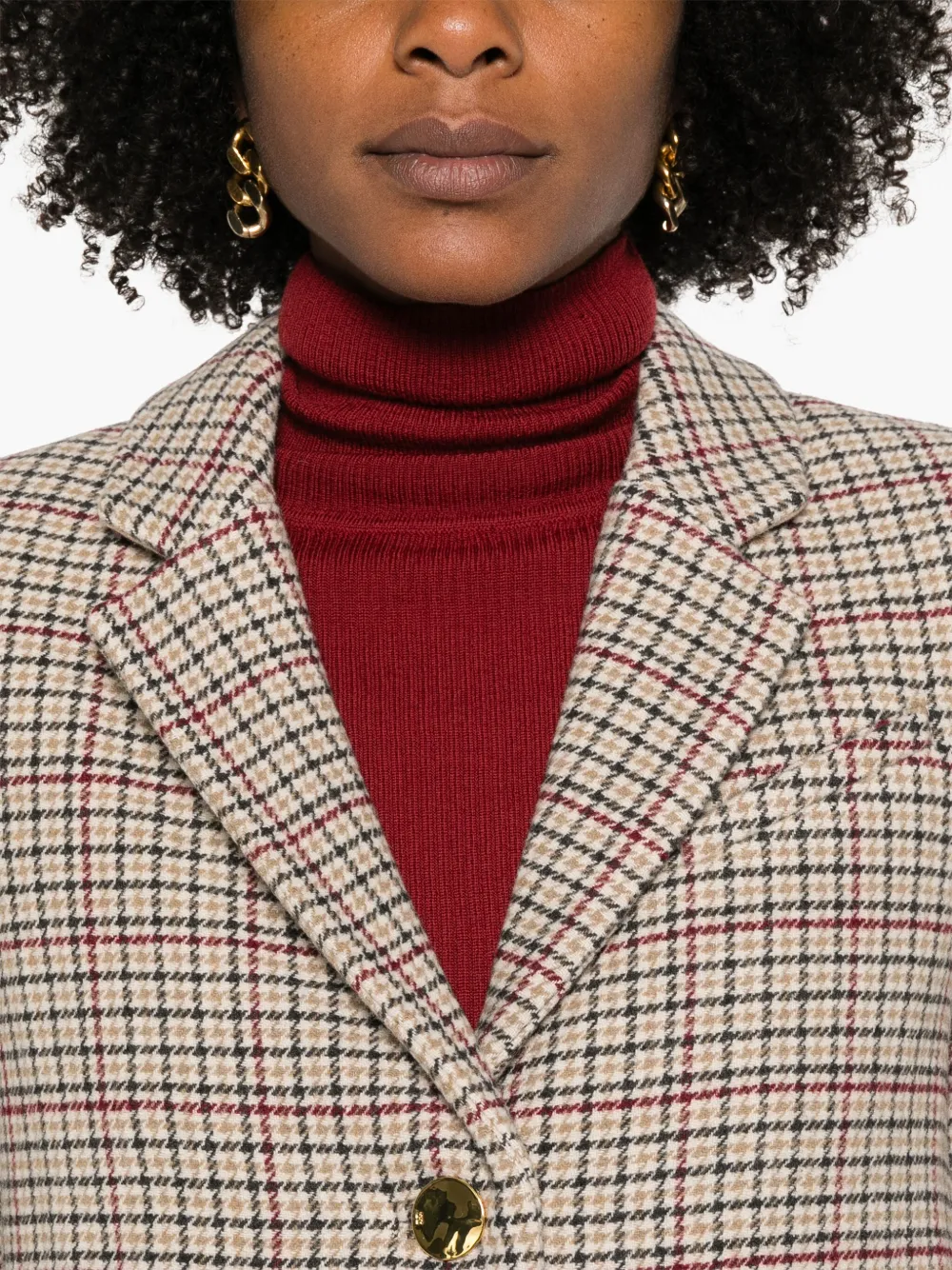 GANNI Geruite blazer Beige