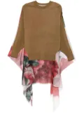 Undercover georgette panel sweater - Brown