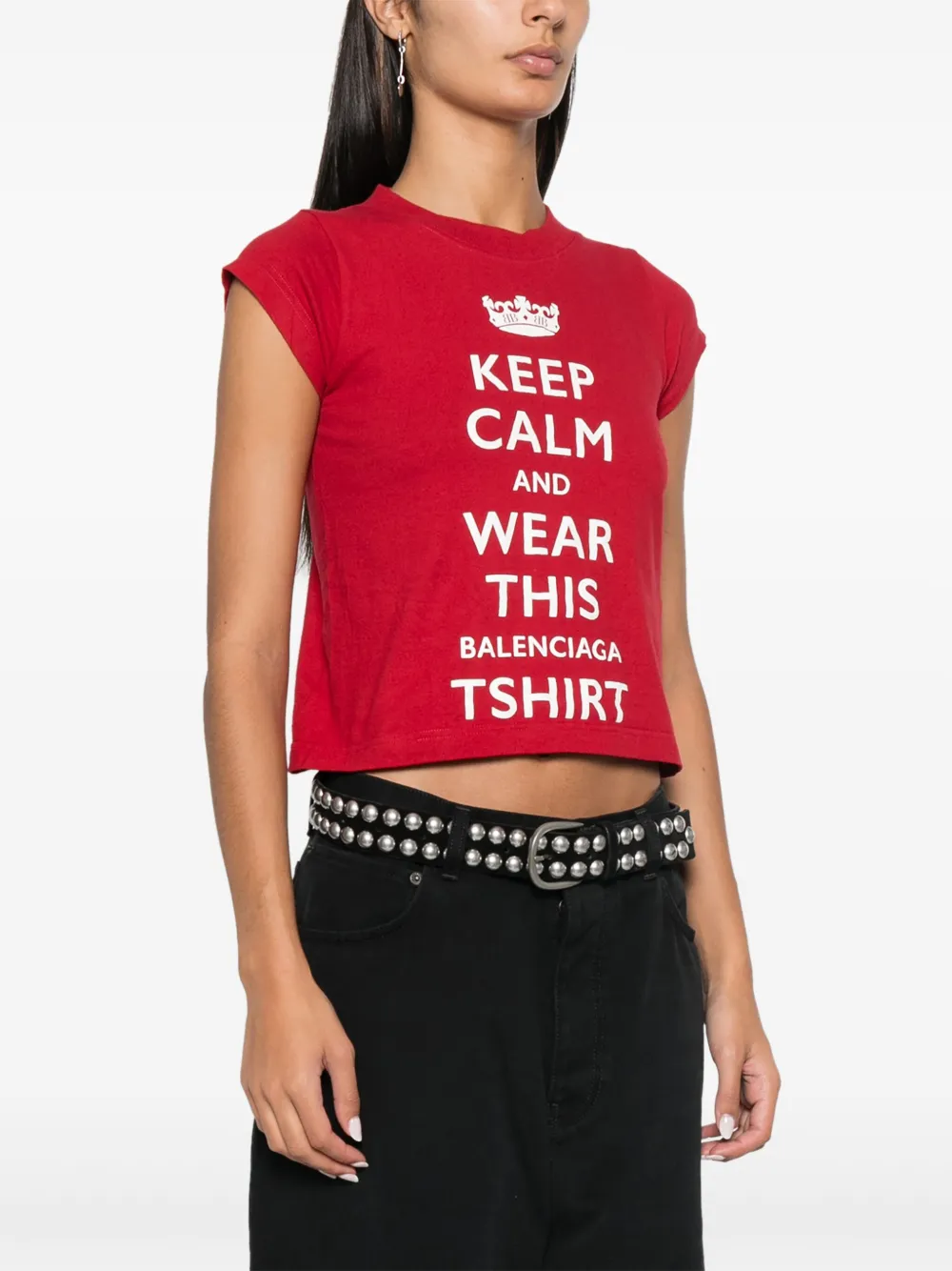 Cheap Balenciaga slogan-print T-shirt Women