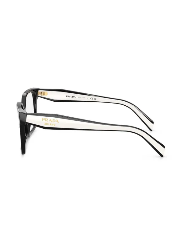 Prada Eyewear スクエア眼鏡フレーム | ブラック | FARFETCH JP