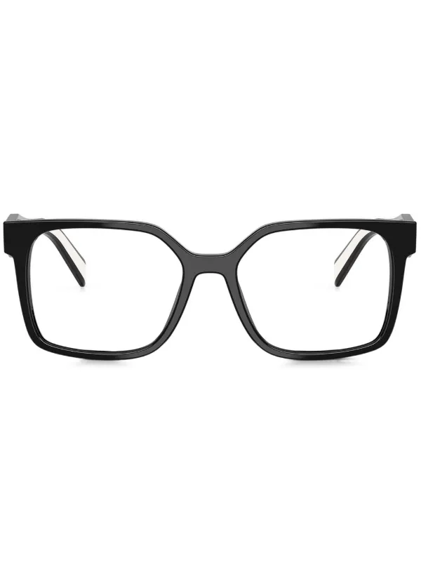 プラダ　メガネフレーム　スクエア型 Prada Eyewear スクエア眼鏡フレーム | ブラック | FARFETCH JP