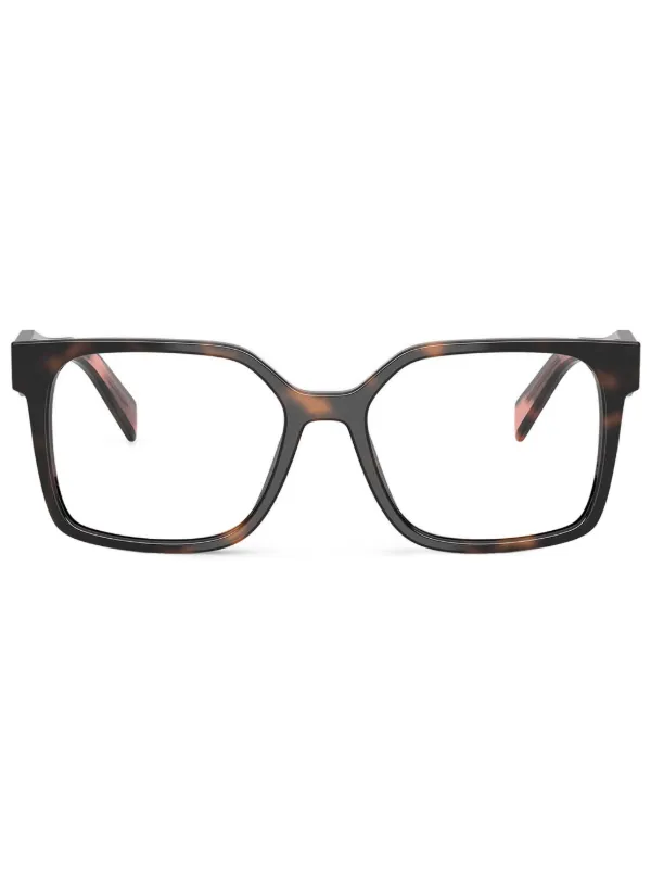 Prada Eyewear スクエア眼鏡フレーム | ブラウン | FARFETCH JP