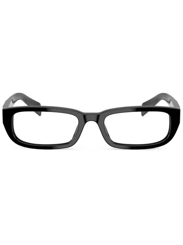 PRADA ブラック　スクエア　フレームメガネ Prada Eyewear スクエア眼鏡フレーム | ブラック | FARFETCH JP