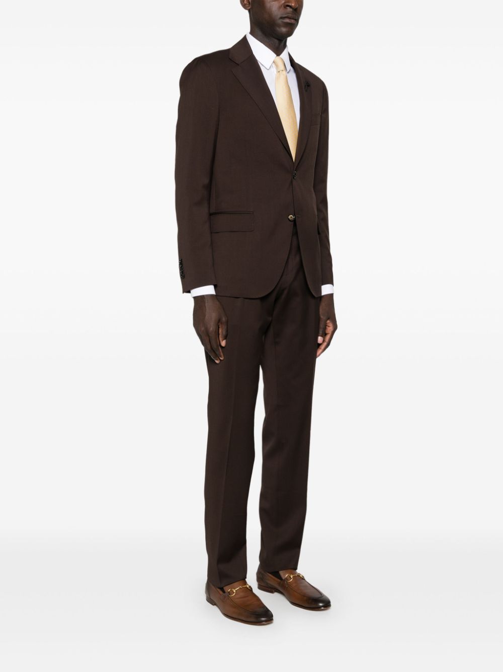 Shop Lardini Virgin Wool Suit In 褐色