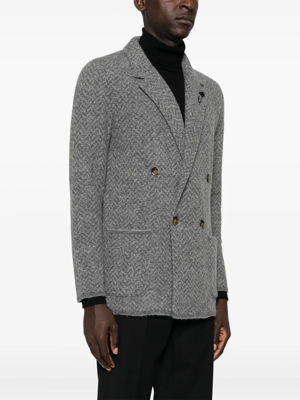 Lardini Gemêleerde gebreide blazer Grijs