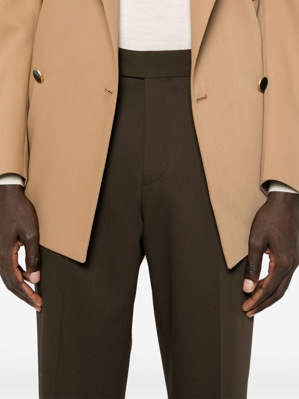 Shop Lardini Pressed Crease Trousers In Brown