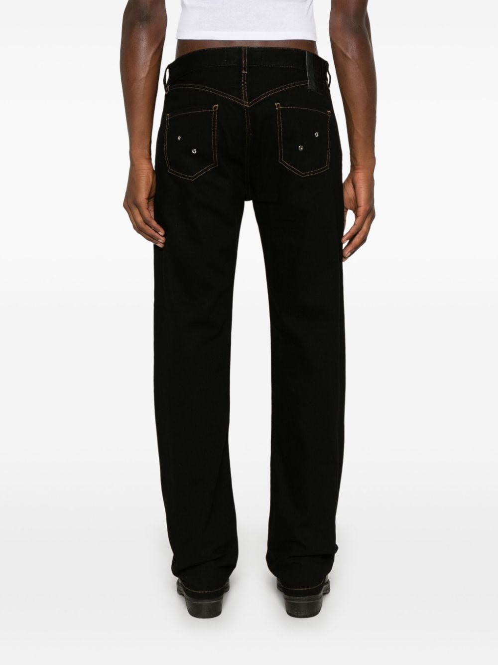 Shop Ludovic De Saint Sernin Straight-leg Lace-up Jeans In Black