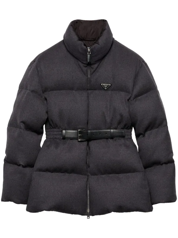 Prada Flannel Down Jacket Grey FARFETCH