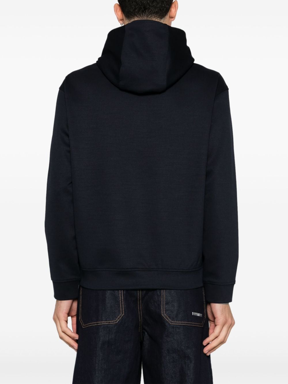 Shop Emporio Armani Embroidered-logo Hoodie In Blue