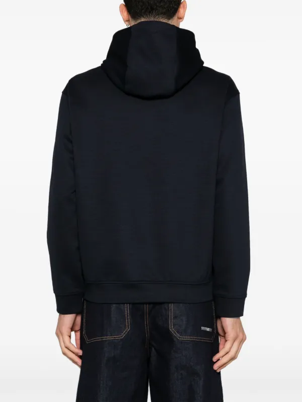 【EMPORIO ARMANI】 Men's Mini Logo Denim Hoodie: ★ Blue Emporio Armani Denim Logo Hoodie | Harrods US