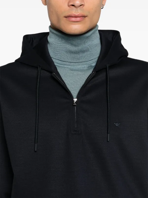 Emporio Armani embroidered-logo Hoodie | Blue | FARFETCH PL