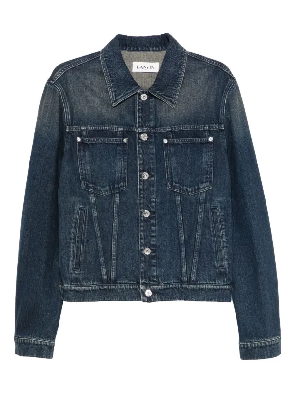 Lanvin logo-patch Jacket | Blue | FARFETCH GE