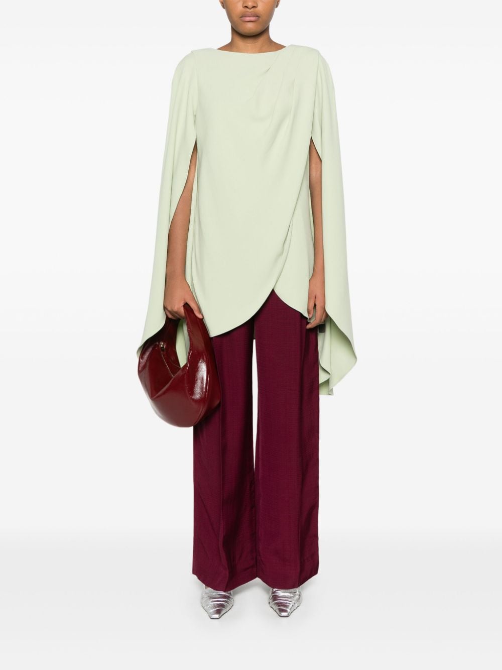 Shop Elie Saab Cape Blouse In Green