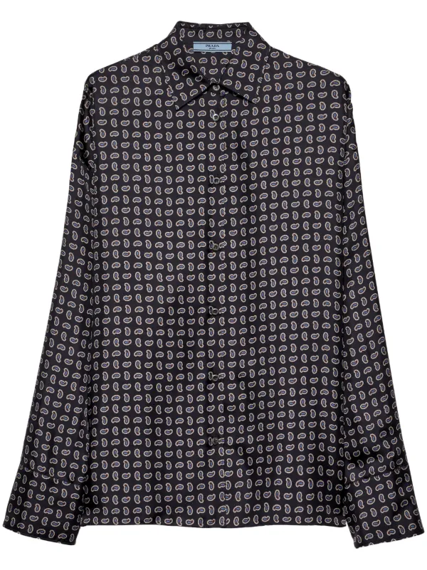 Prada ペイズリー シルクシャツ | ブルー | FARFETCH JP