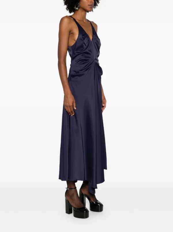 Victoria Beckham Pleated Maxi Dress Blue FARFETCH IN