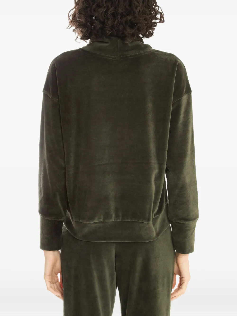 Lygia & Nanny Nutella Plush High-neck Velour Sweater In Green