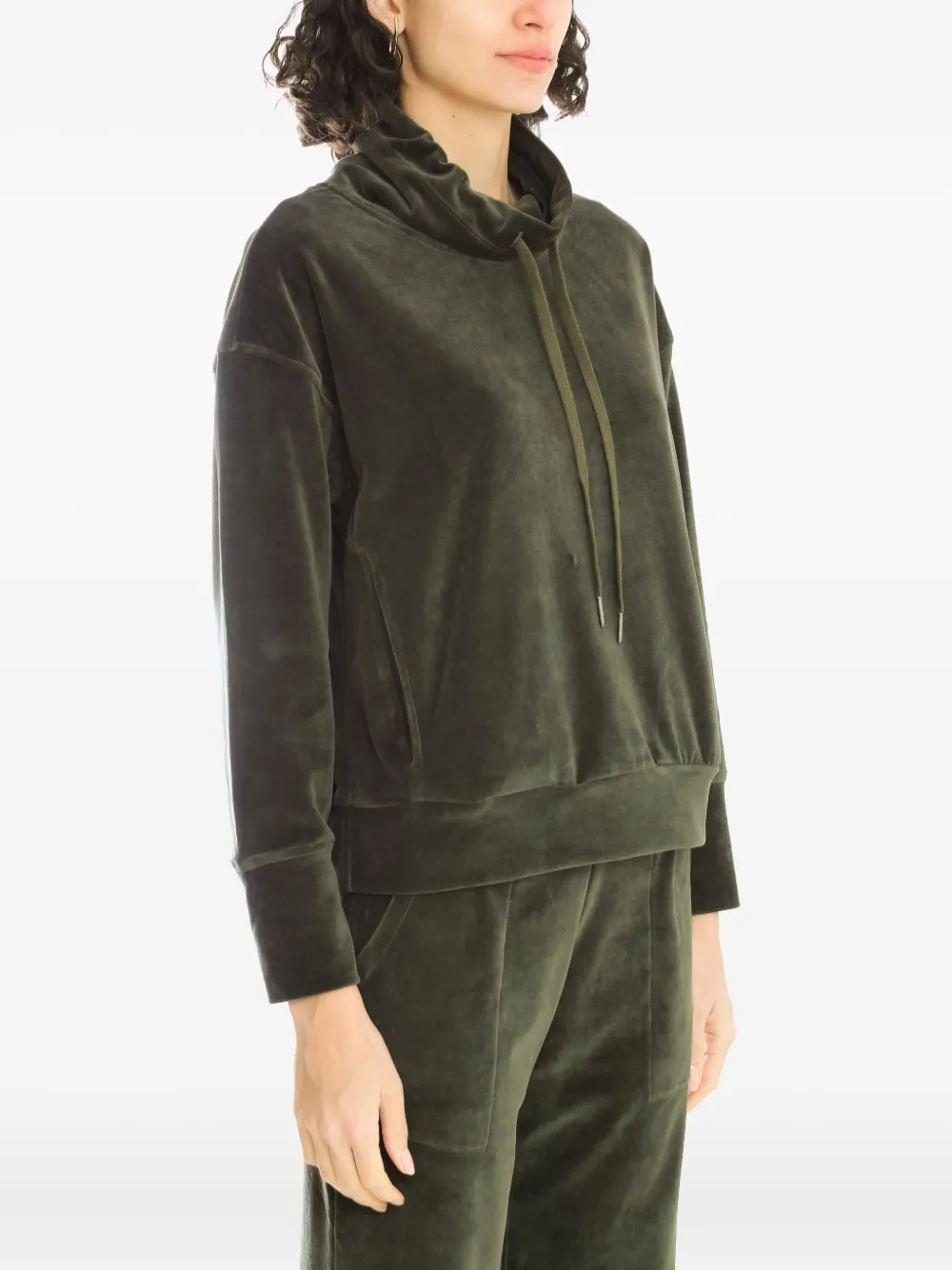 Lygia & Nanny Nutella Plush High-neck Velour Sweater In Green