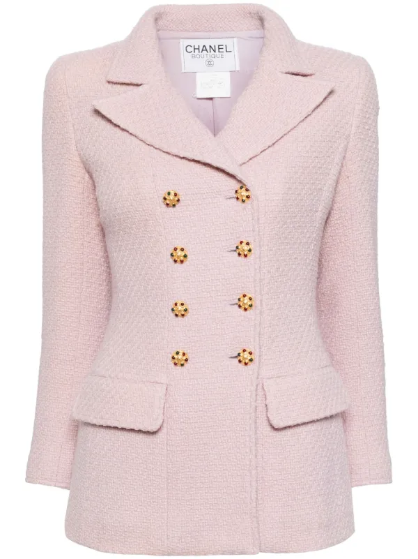 CHANEL Pre Owned 1996 GRIPOIX double breasted Coat Pink FARFETCH GR