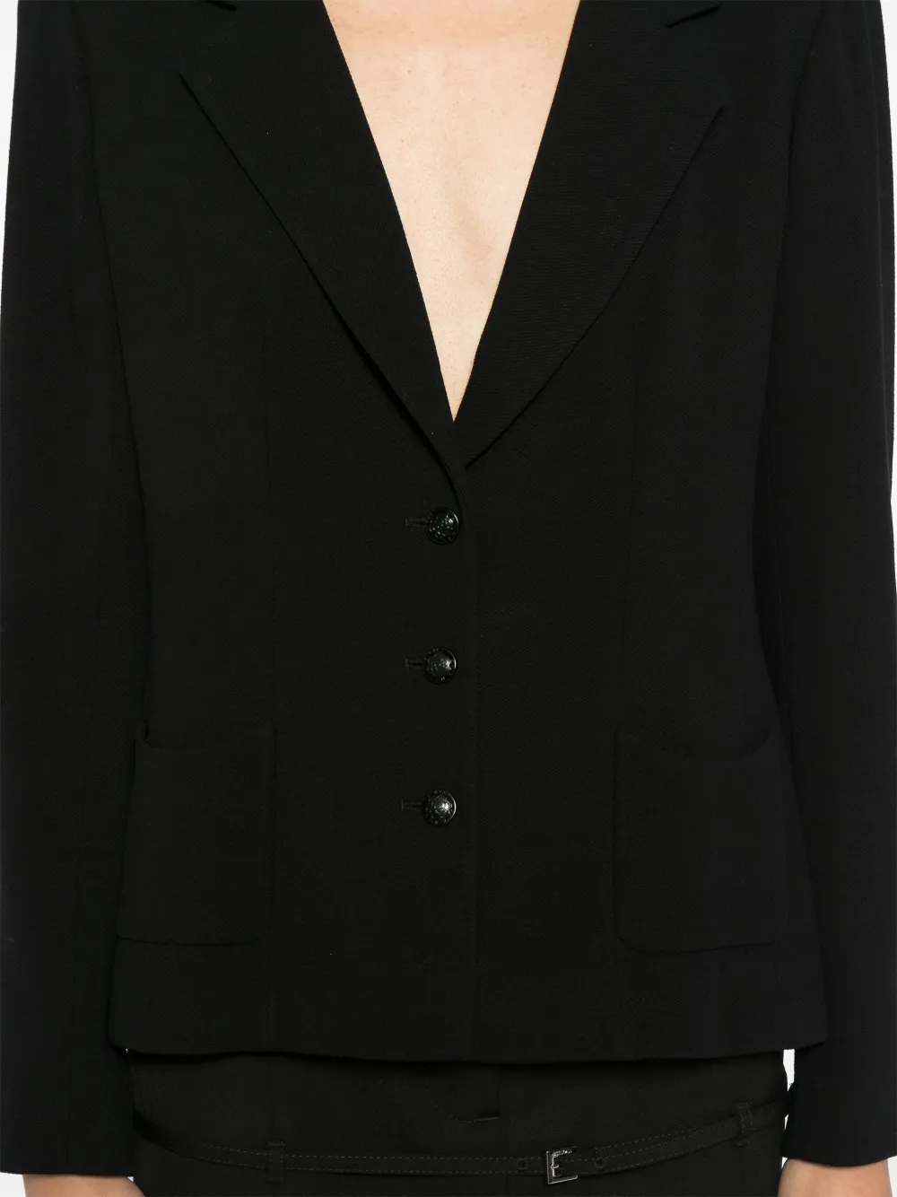 Pre-owned Chanel 2003 Wool Single-breasted Jacket In Black
