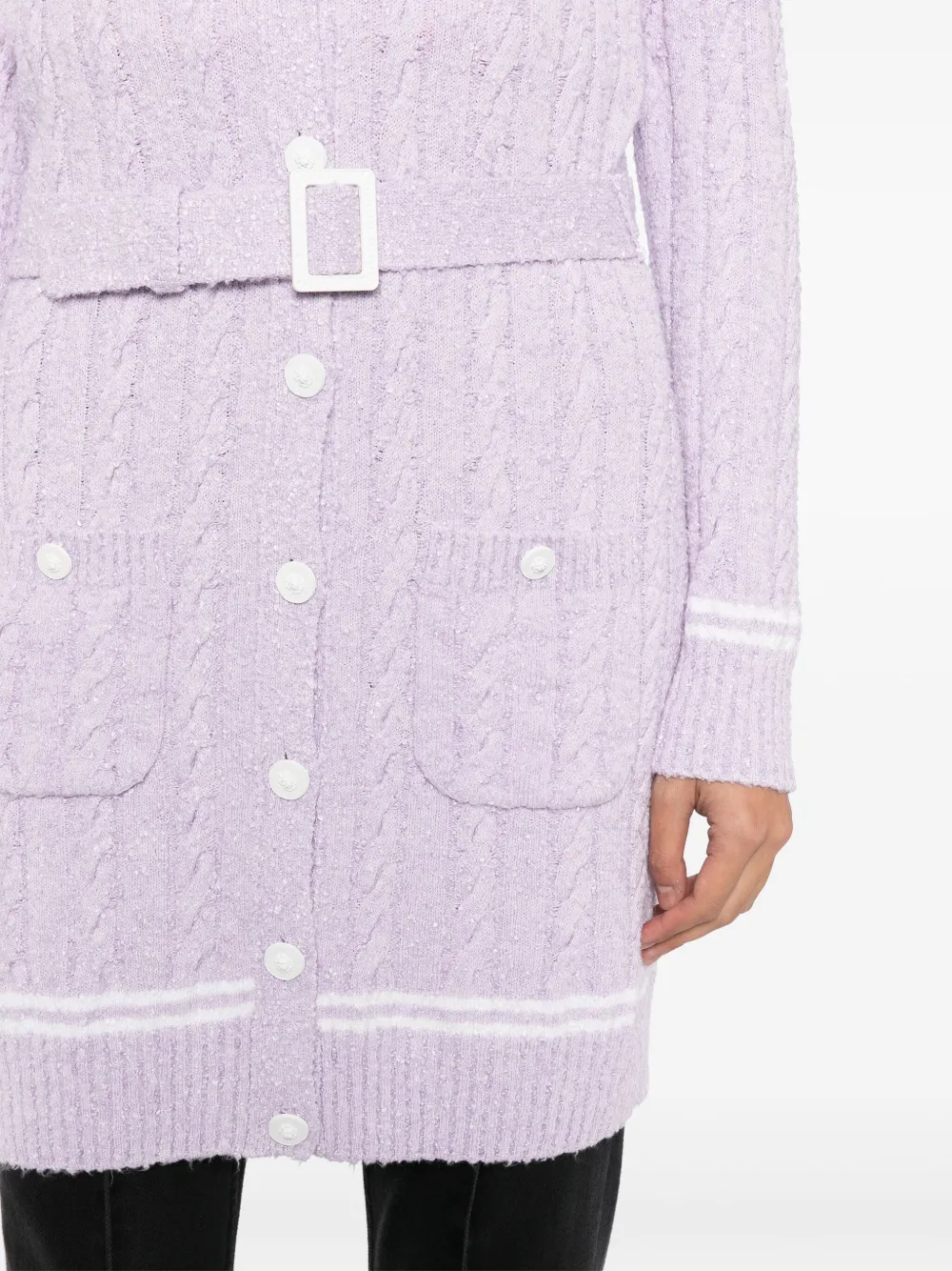 Pre-owned Chanel 2000 V-neck Long Cardigan In Purple