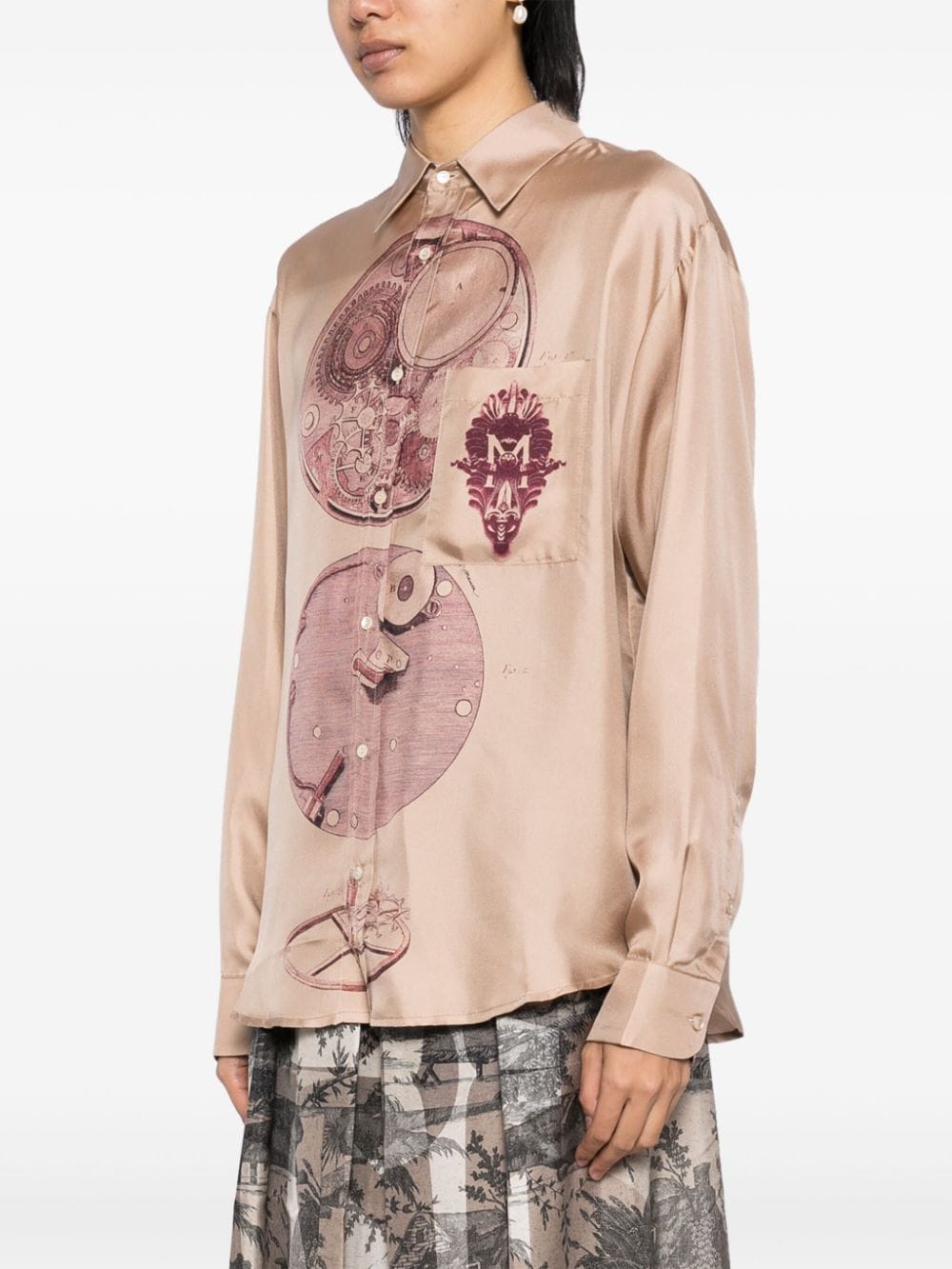 Shop Pierre-louis Mascia Graphic Print Blouse In Brown