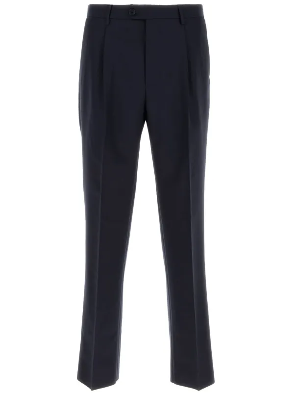 Etro Pleated Wool Trousers in Blue