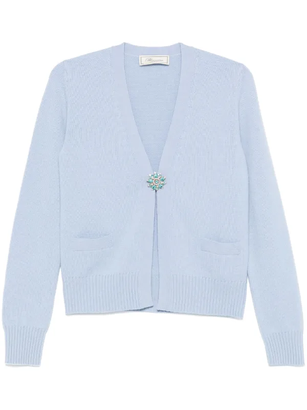 Blumarine ビジュートリム ブローチ カーディガン | ブルー | FARFETCH JP