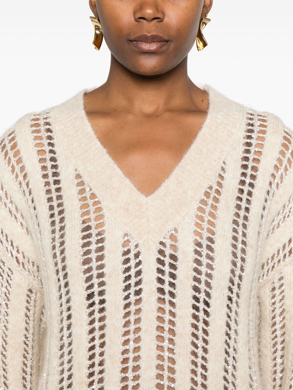 Online best deals Brunello Cucinelli sequin-embellished sweater Women