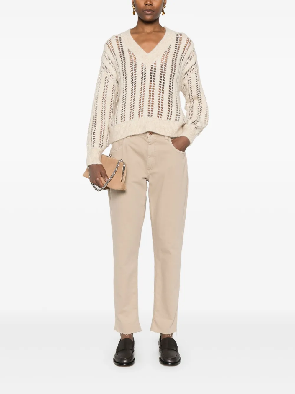 Brunello Cucinelli Trui verfraaid met pailletten - Beige