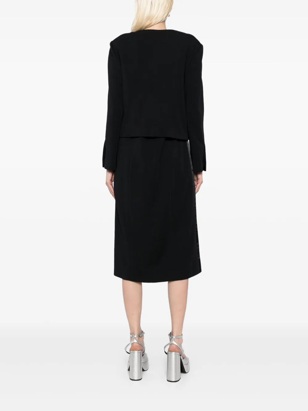 Pre-owned Chanel 1990 Wool Skirt Set In Black