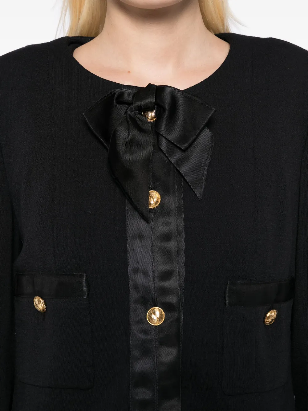 Pre-owned Chanel 1990 Wool Skirt Set In Black
