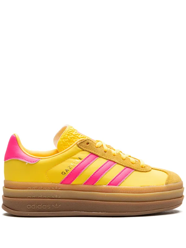 大人も着やすいシンプルファッション Adidas Gazelle Bold “Spark Lucid Pink” スニーカー | イエロー 絵画