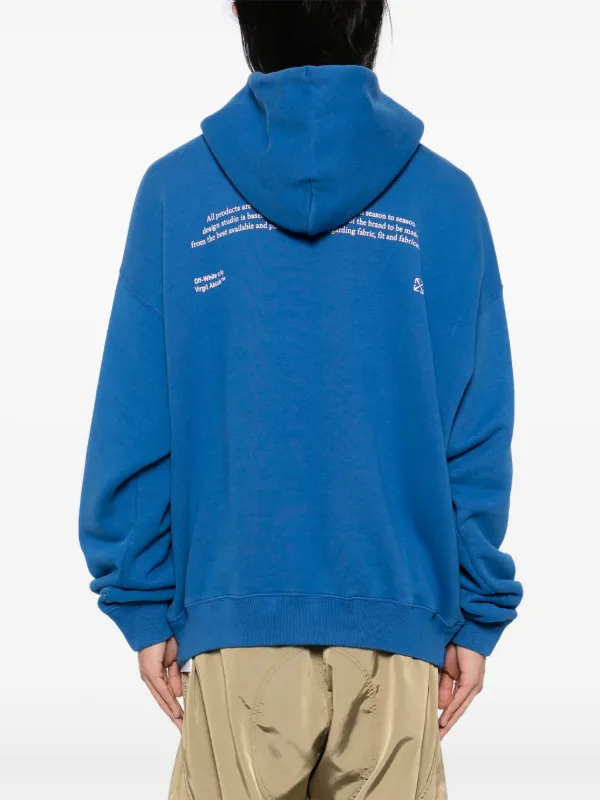 Off-White Graphic Print Cotton Hoodie | Blue | FARFETCH GE