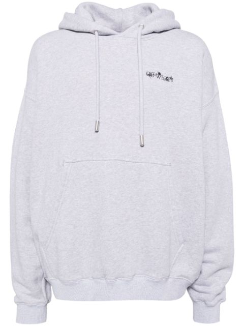 Off-White logo-embroidered cotton hoodie Men