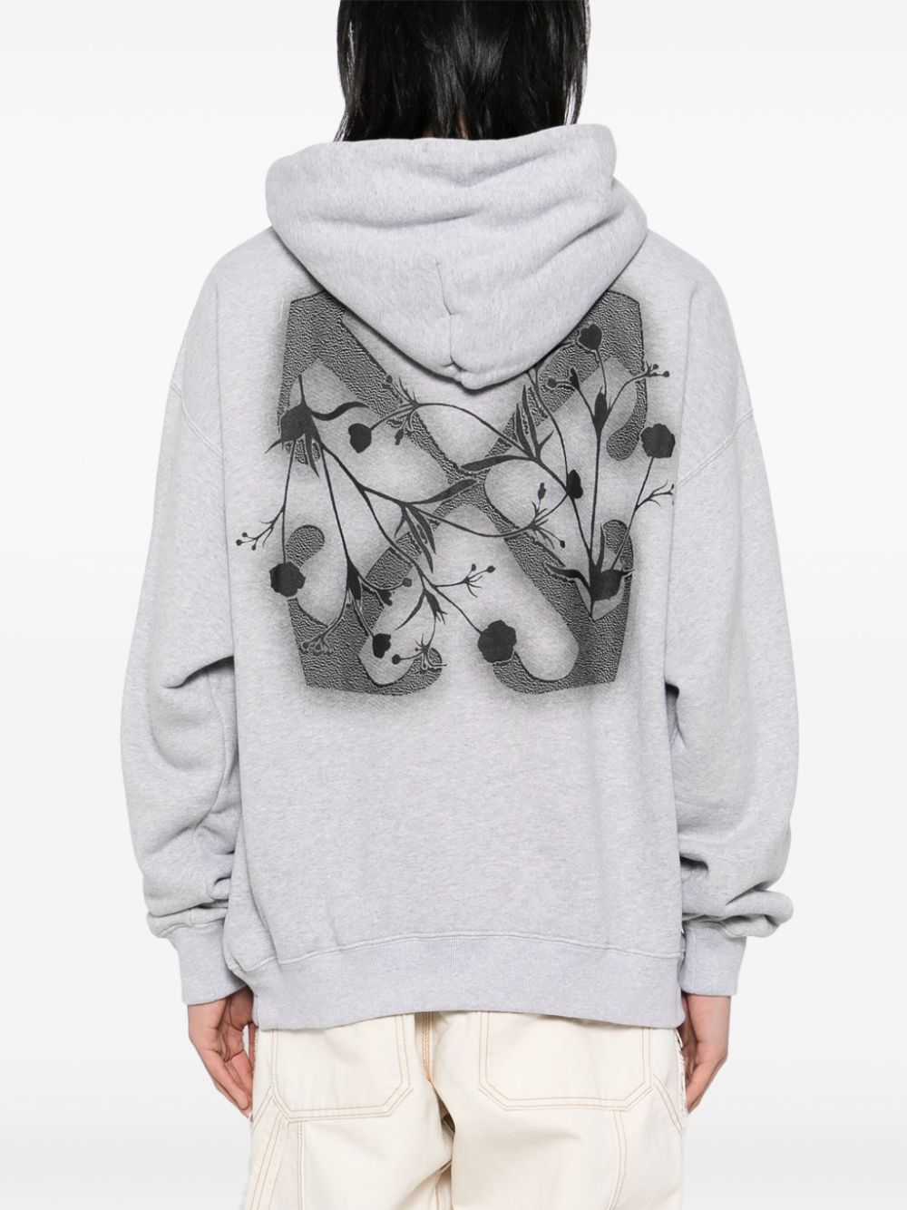 Off-White logo-embroidered cotton hoodie Men