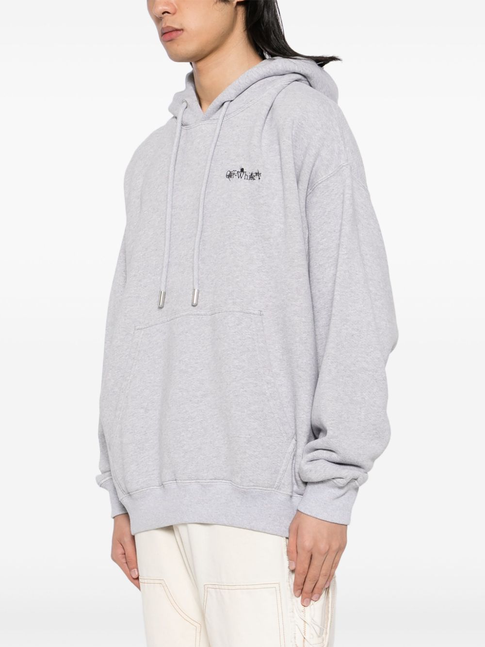 Off-White logo-embroidered cotton hoodie Men