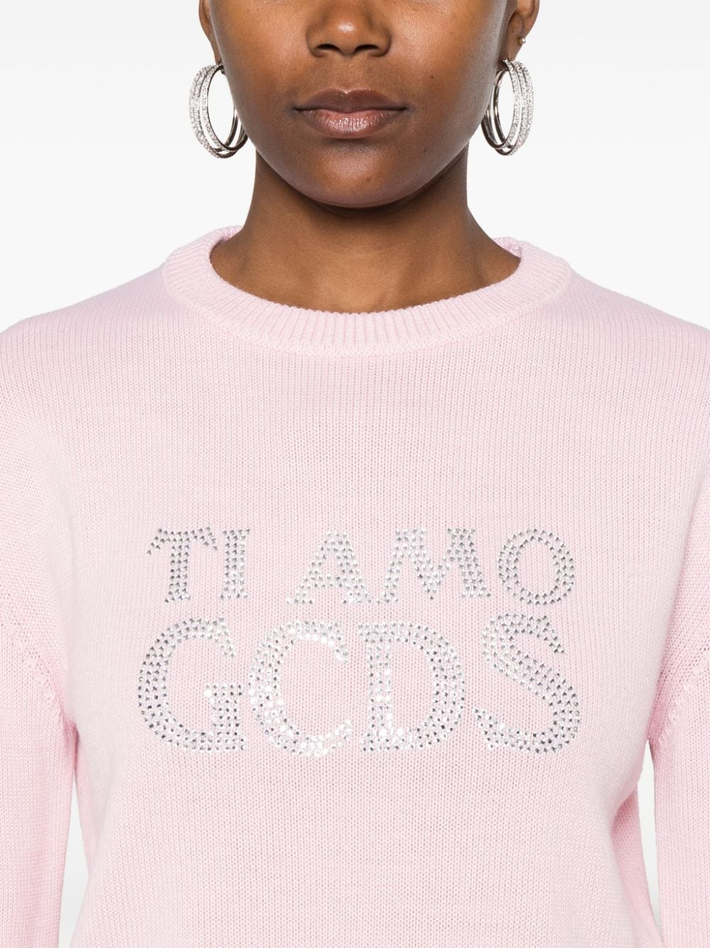 Shop Gcds Ti Amo Bling Sweater In Pink