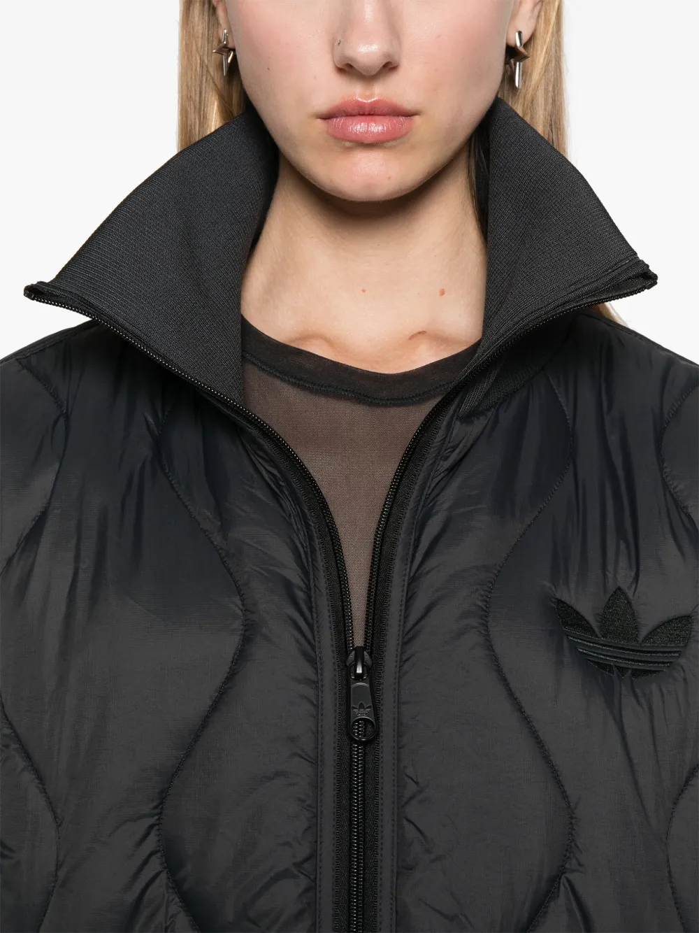 Adidas Originals Midi Puffer Coat In Grey