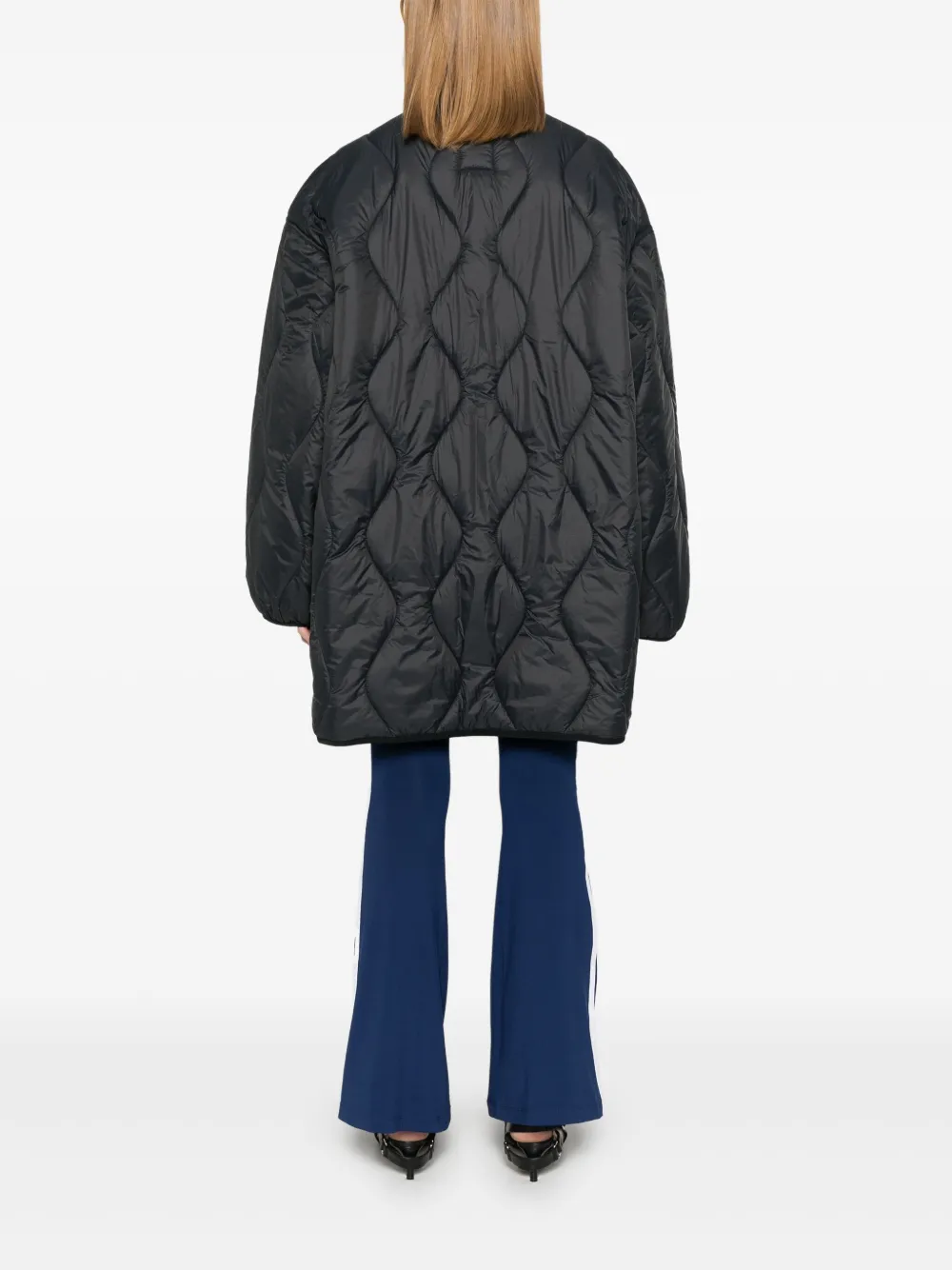 Adidas Originals Midi Puffer Coat In Grey
