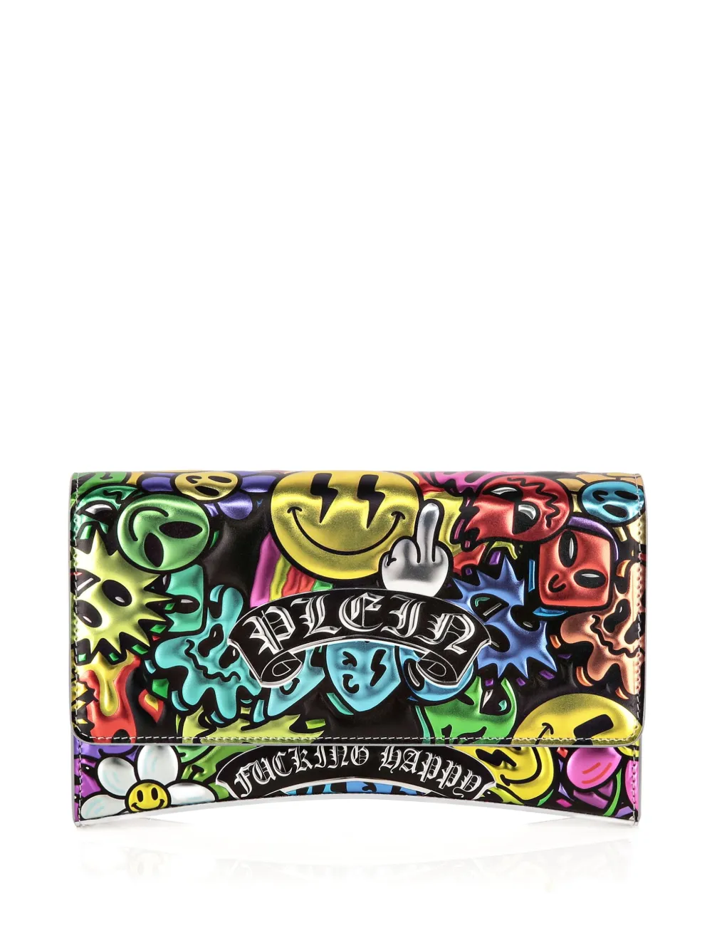 Philipp Plein Graphic-print Clutch Bag In Black
