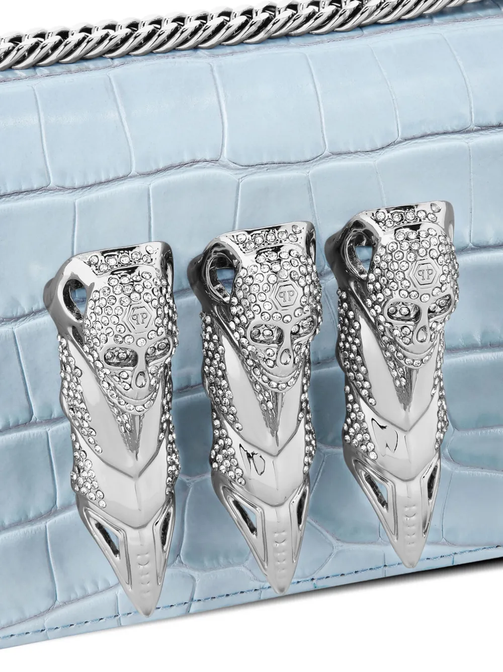 Philipp Plein Leren crossbodytas met krokodillen-reliëf Blauw
