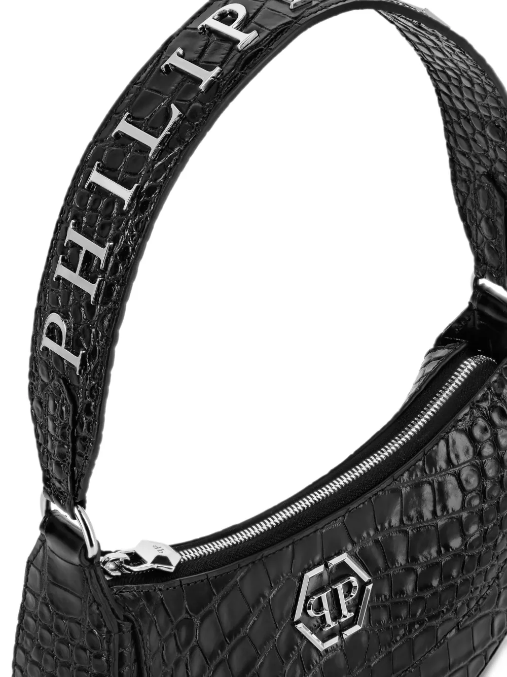 Philipp Plein Galaxy shopper met krokodillen-reliëf Zwart