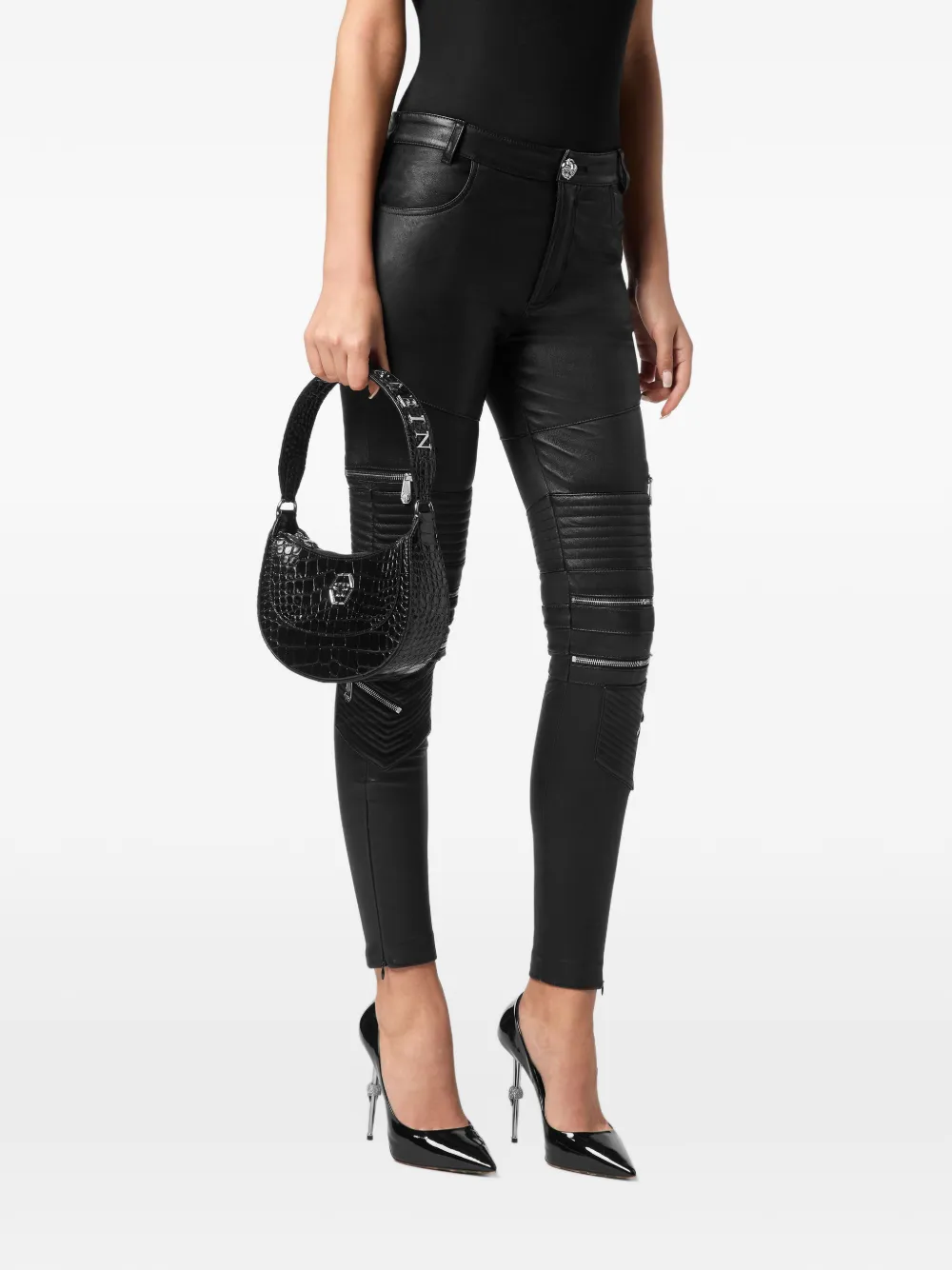 Philipp Plein Galaxy shopper met krokodillen-reliëf Zwart