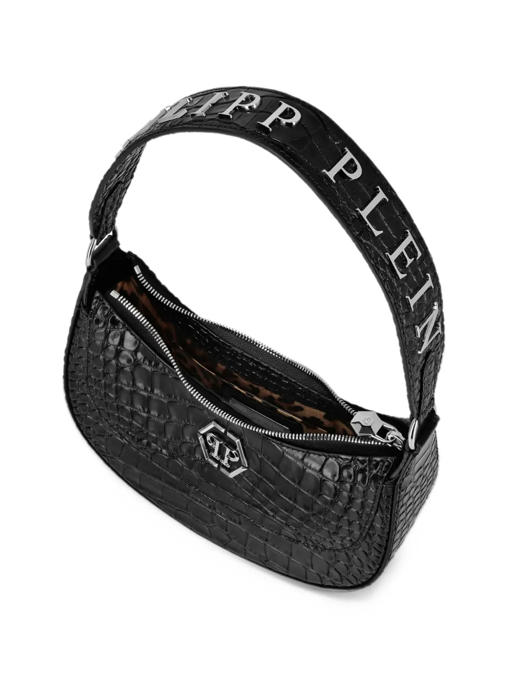 Philipp Plein Galaxy shopper met krokodillen-reliëf Zwart