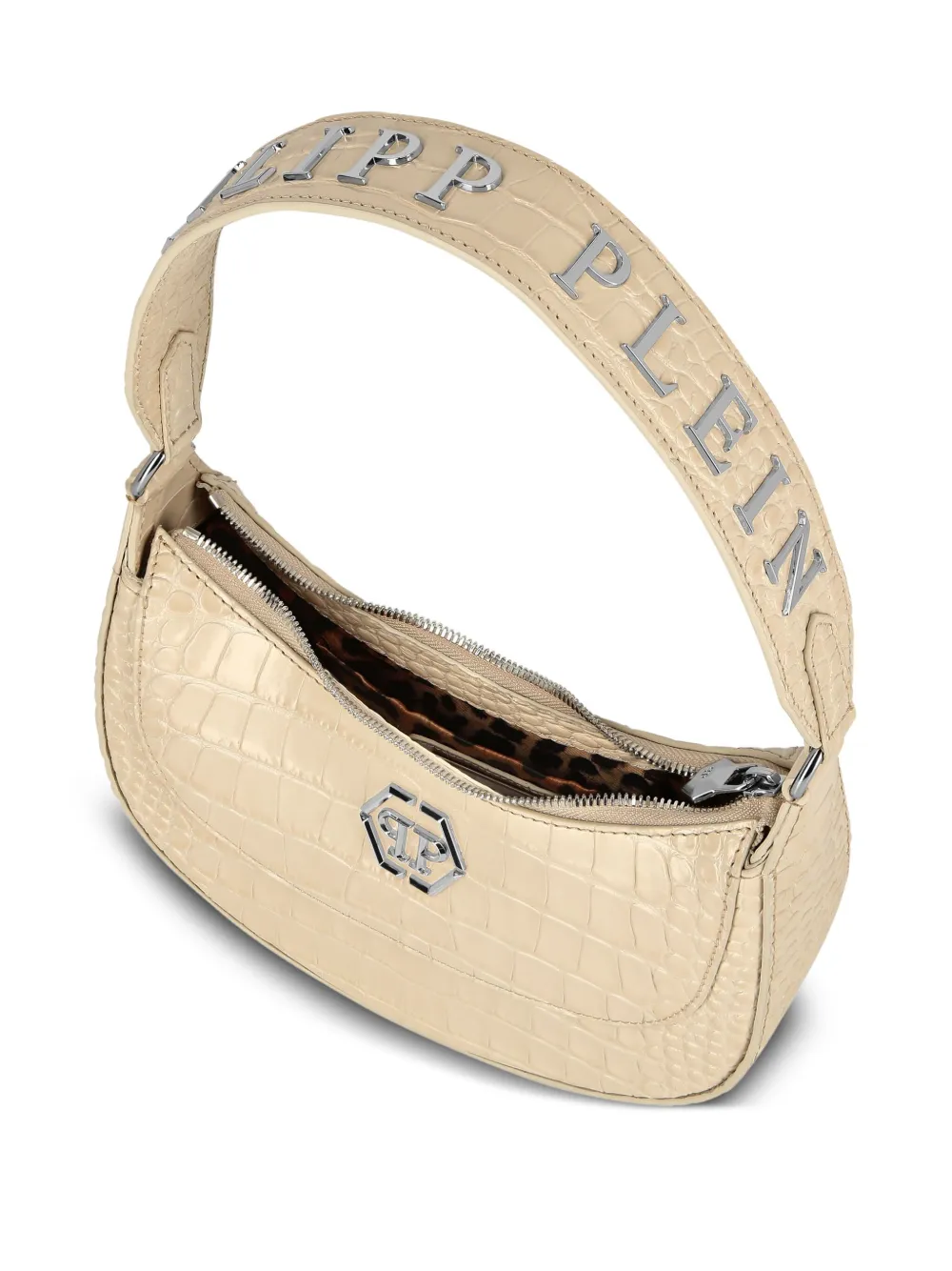 Philipp Plein Galaxy shopper met krokodillen-reliëf Beige